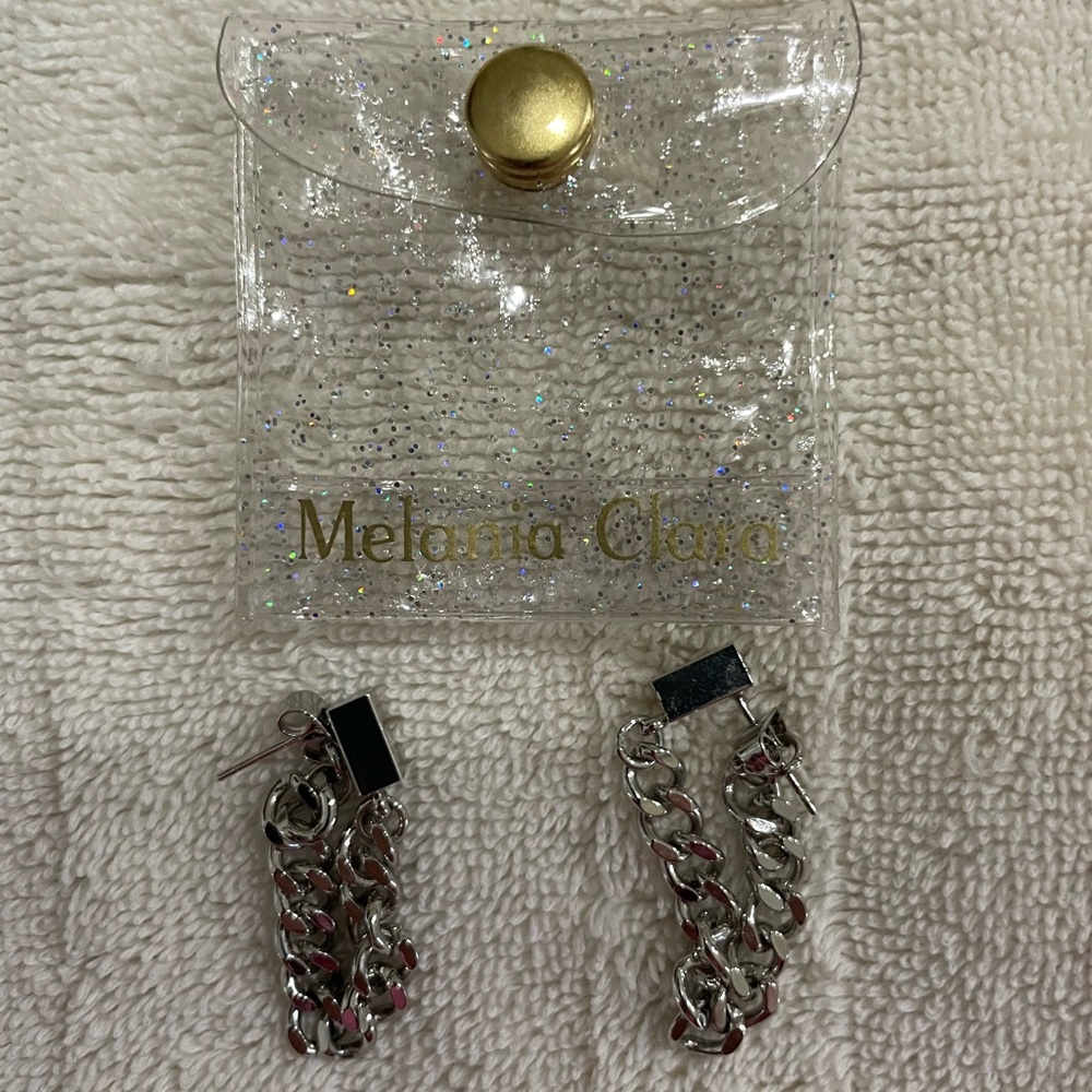 Melania Clara Silver Chain Earrings
